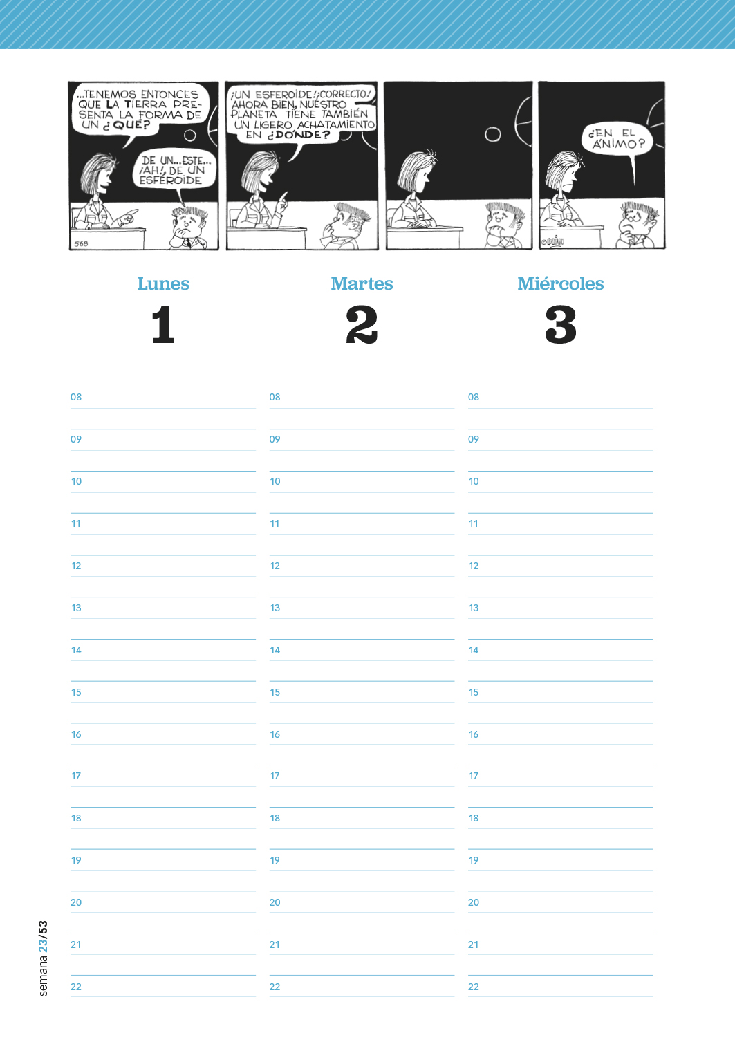 Agenda Mafalda 2026 Anillada Columna Roja