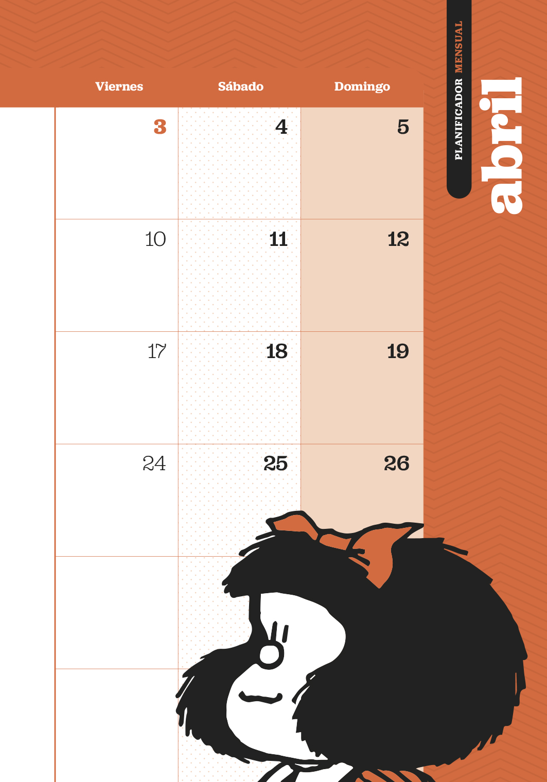 Agenda Mafalda 2025 Anillada Modulos Verde