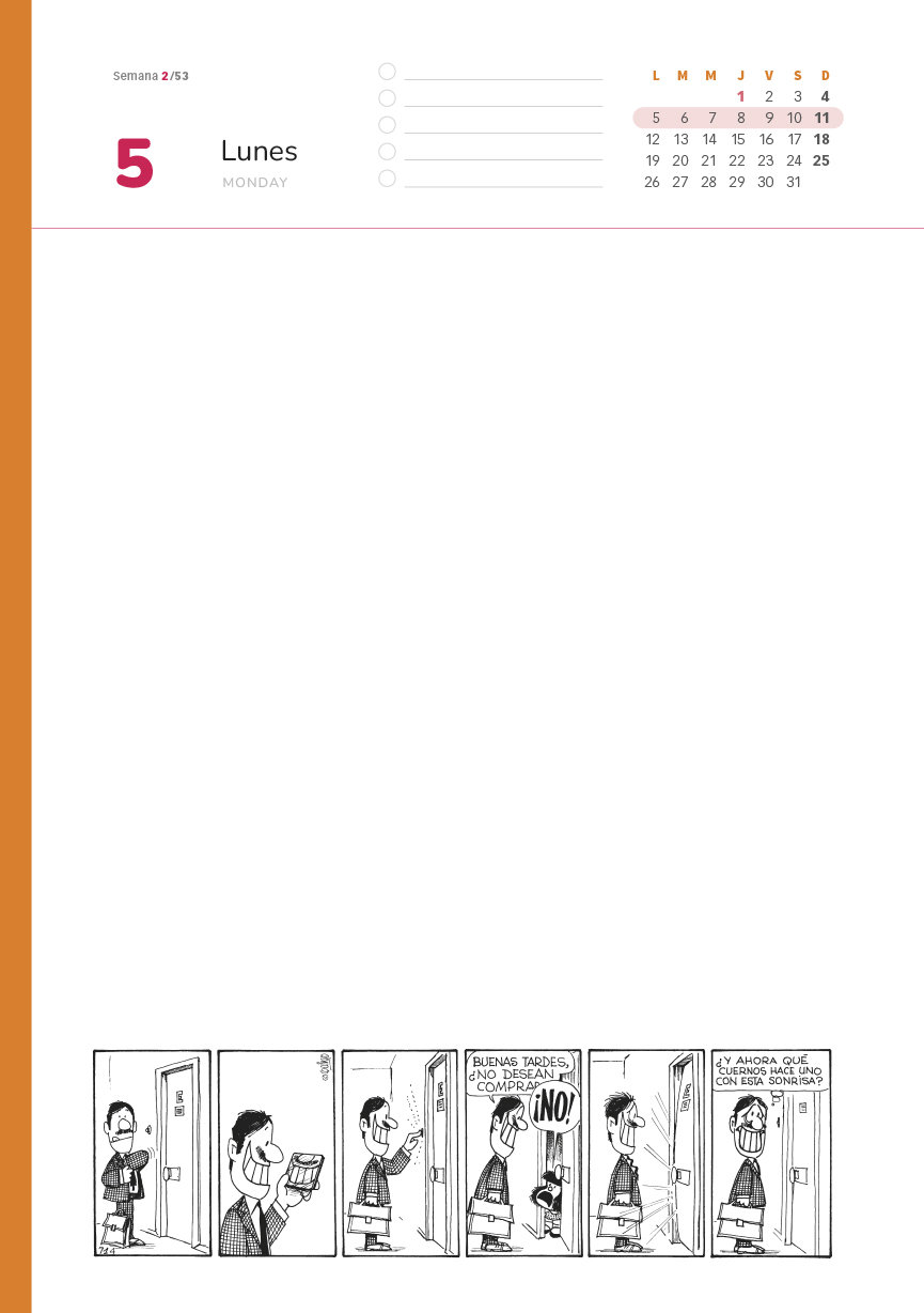 Agenda Mafalda 2026 dia por pagina