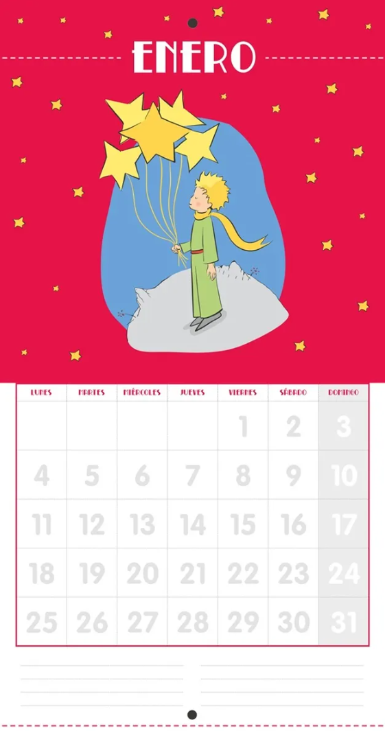 Calendario de pared 2027 El Principito Azul