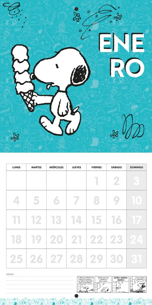Calendario de pared 2027 Snoopy