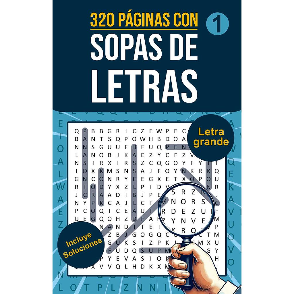 Sopas de letras 1 portada azul con lupa