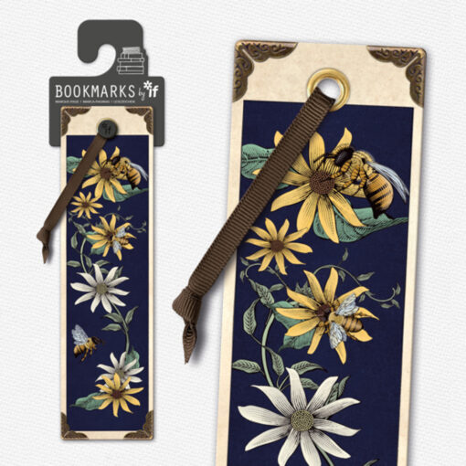 Bookmark Bees and Flowers