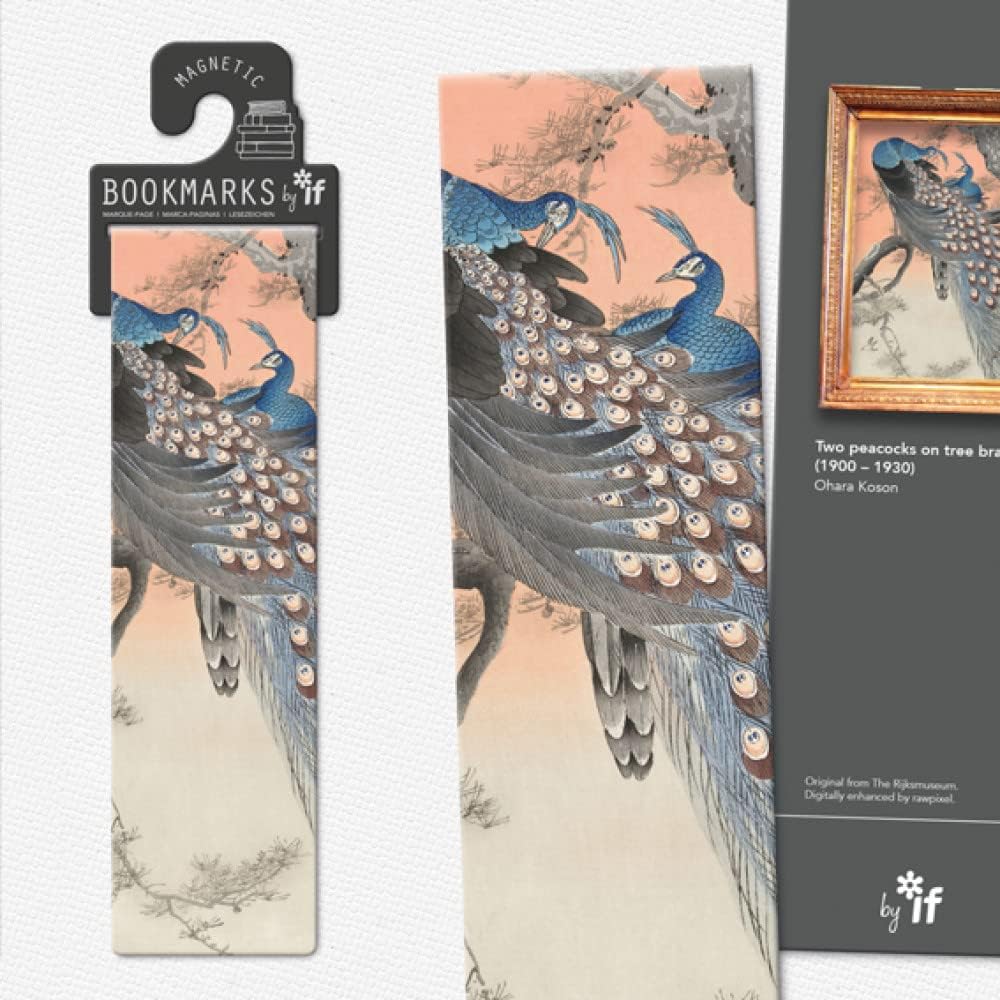 Bookmark Magnetic Two Peacocks