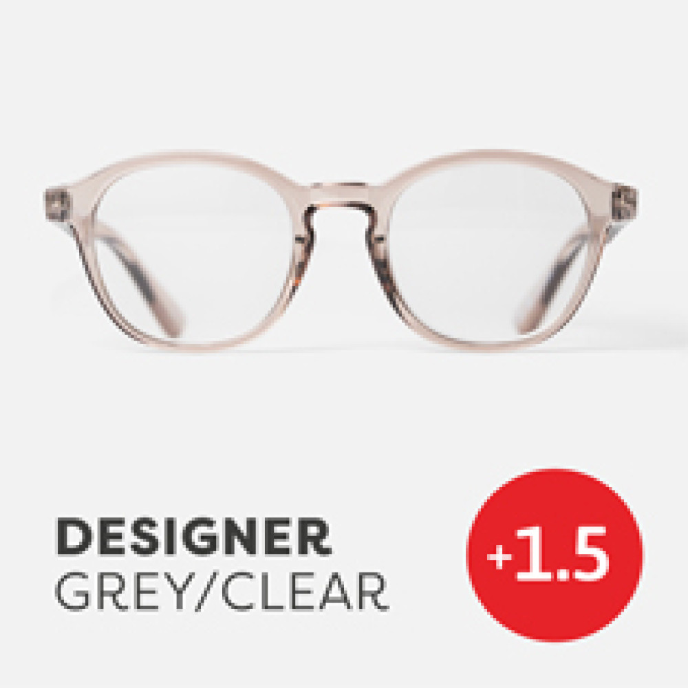 Easy Readers Designer Clear Grey +1.5
