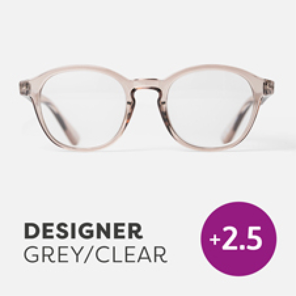 Easy Readers Designer Clear Grey +2.5