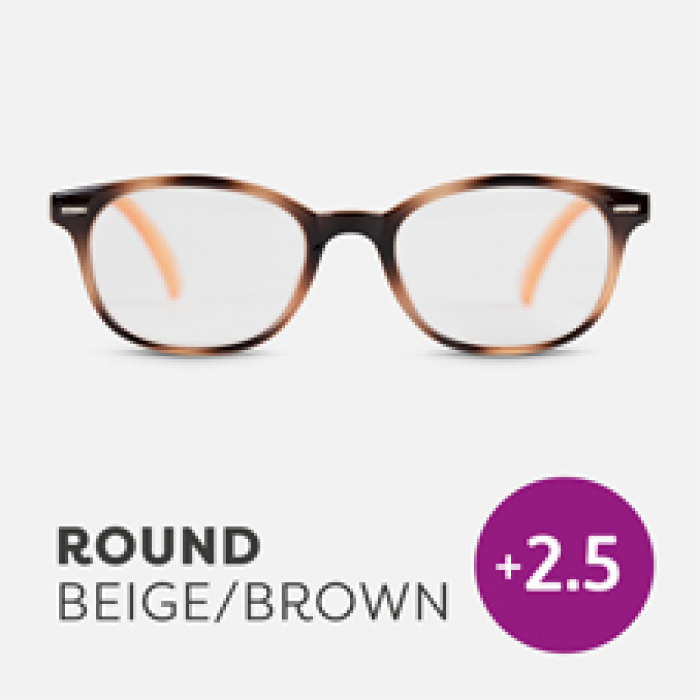 Easy Readers Round Beige/Brown +2.5