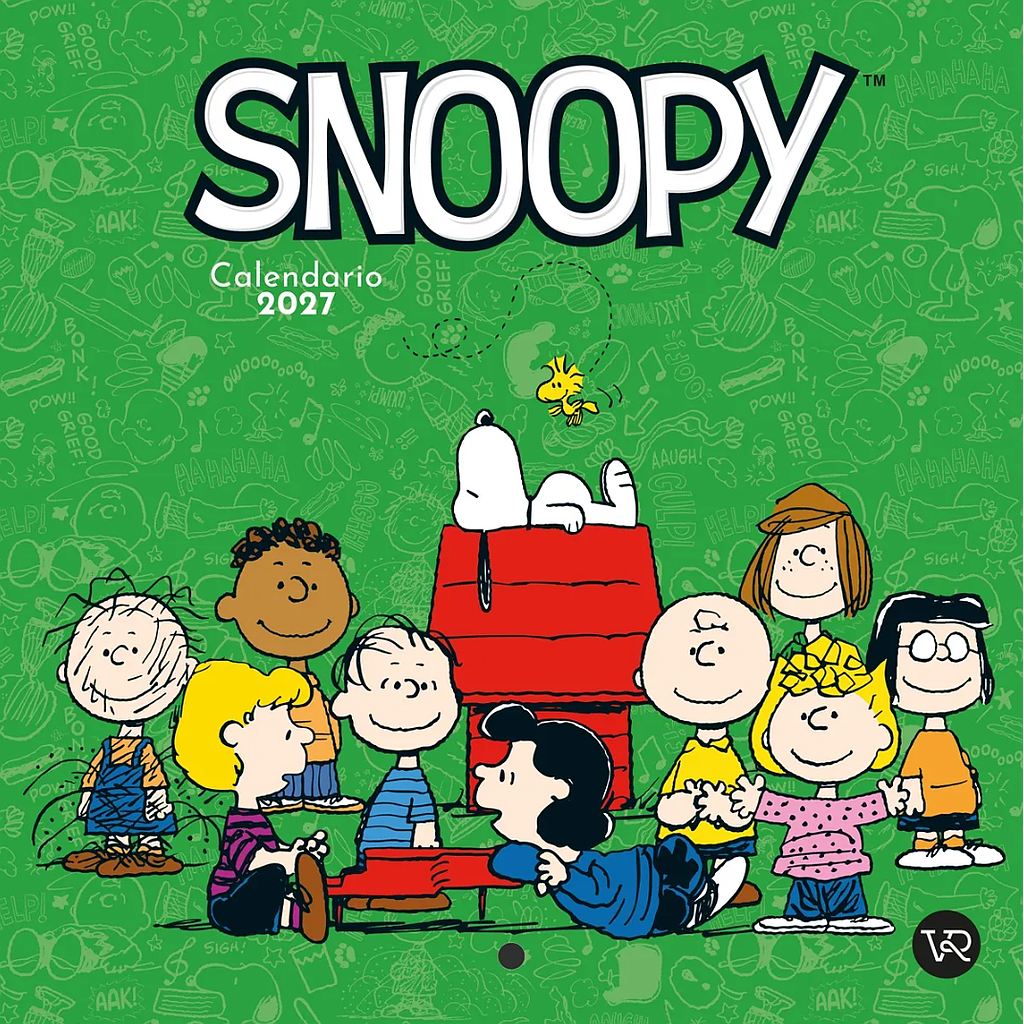 Calendario de pared 2027 Snoopy verde