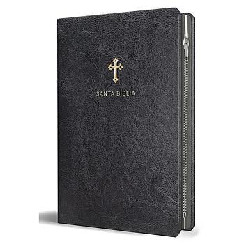 Biblia Reina Valera 1960 Tamaño grande letra grande piel negra con cremallera