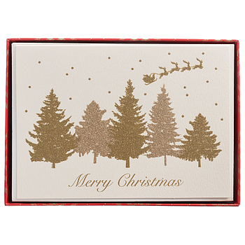 Tarjetas Glittery Santa and Trees BXX825