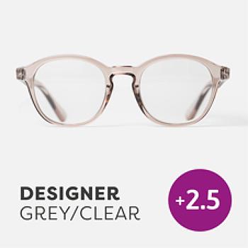 Easy Readers Designer Clear Grey +2.5