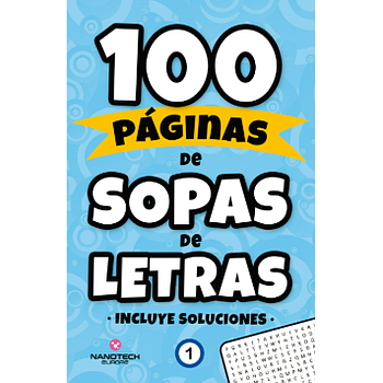 100 Paginas de sopas de letras - portada azul