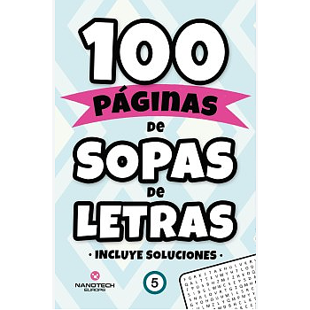 100 Paginas de sopas de letras - portada azul celeste